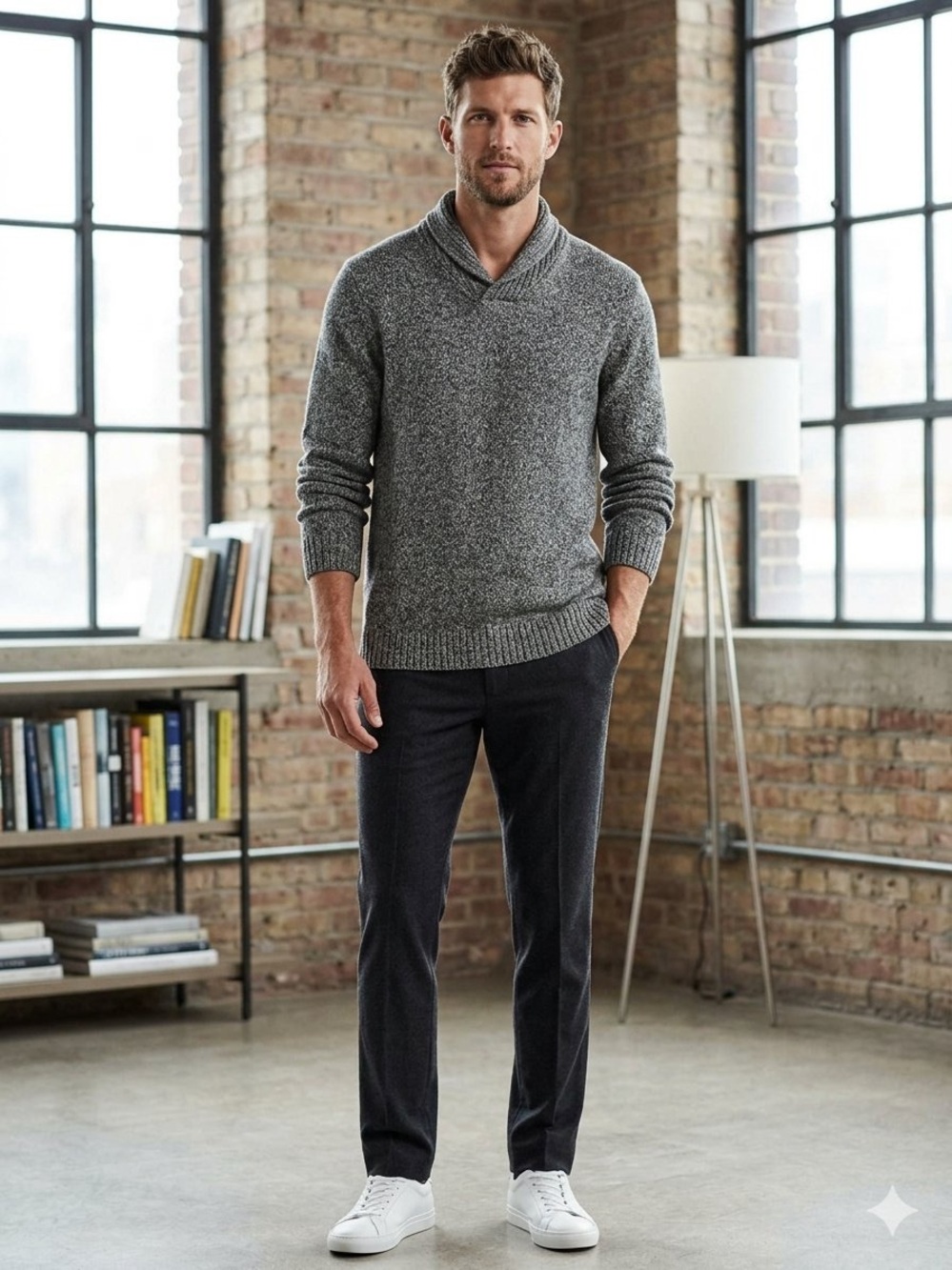 Old Navy Men’s Gray Heather V-Neck  Sweater